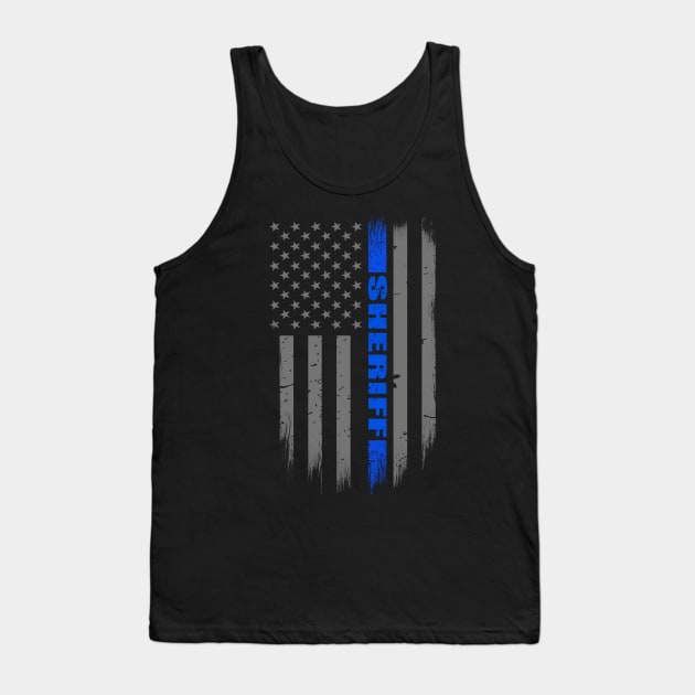 Sheriff Thin Blue Line Flag - Police Gift - Sheriff Gift Tank Top by bluelinemotivation